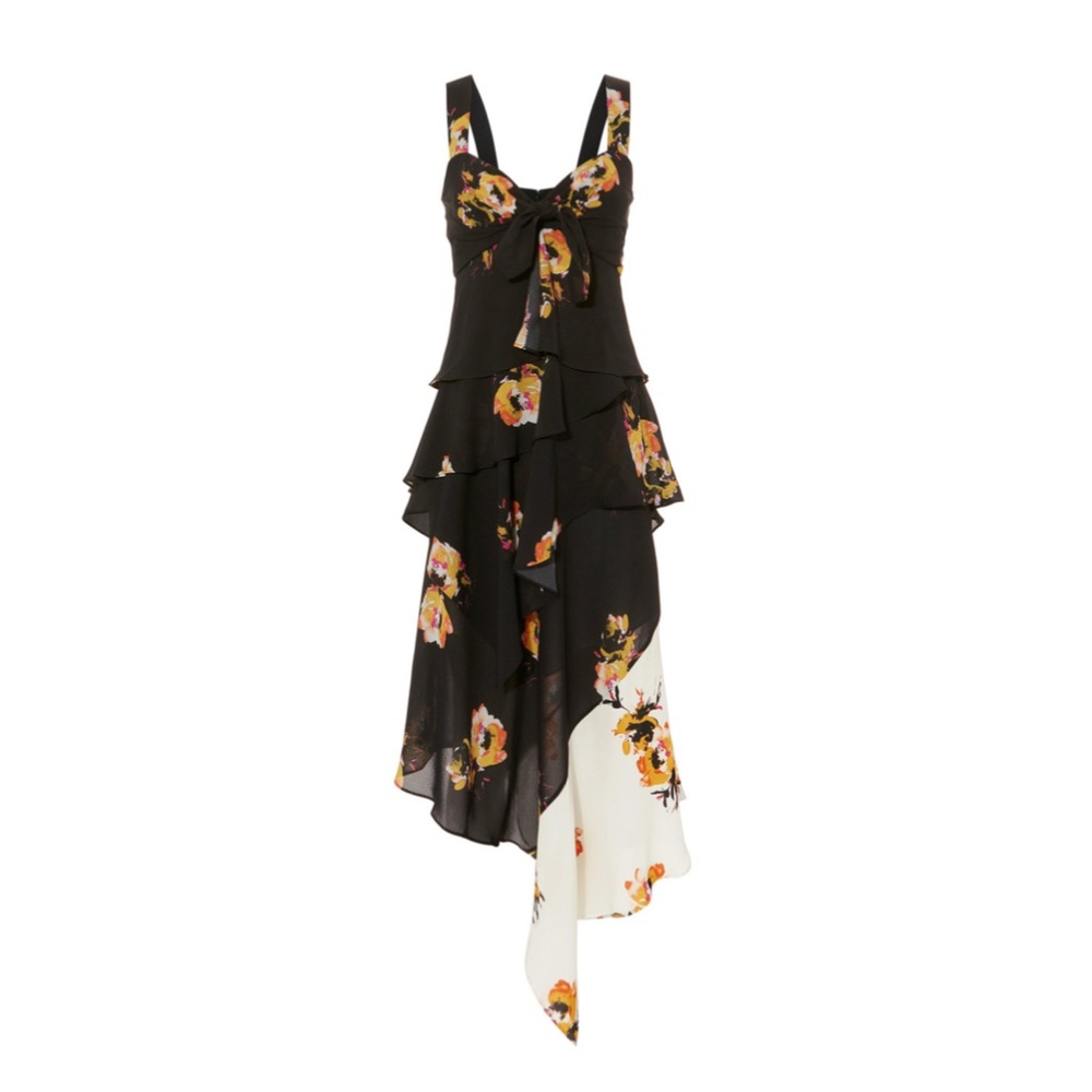 A.L.C. Natalia Tiered Floral Two-Tone Ruffled Silk Dress - Picture 13 of 16